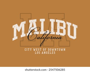 Gráfico de Malibu, Ilustración vectorial para camiseta y otros usos.