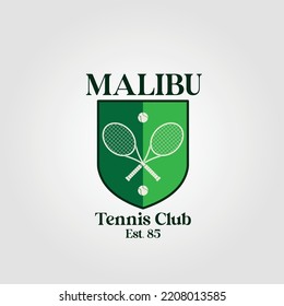 Malibu Logo, Shield With Two Rackets And A Tennis Ball