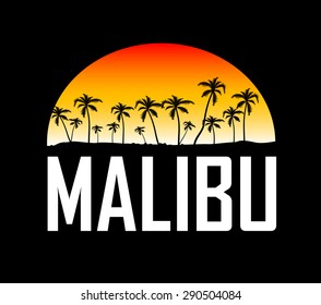 Malibu Surf Sport Typography, T-shirt Graphics,  Vectors