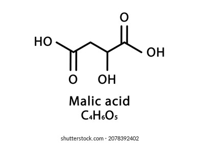 Malic acid molecular structure. Malic acid skeletal chemical formula. Chemical molecular formula vector illustration