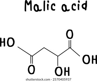 Malic acid,chemical structure of Malic acid AHA alpha Hydroxy acid illustration on transparency background