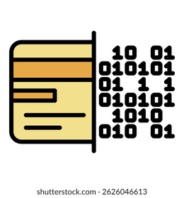 Código mal-intencionado no ícone do disco rígido. Contornar código malicioso na cor plana do ícone do vetor do disco rígido isolado