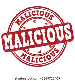 Malicious grunge rubber stamp on white background, vector illustration