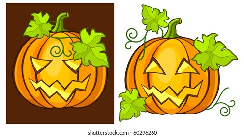 Malicious & kind grimace pumpkin, Halloween vector illustration