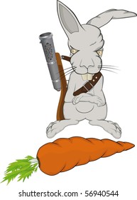 The malicious rabbit protects a carrot