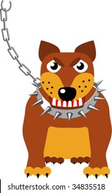 Malicious sentry dog on a chain. The chain is on other layer and can be switched easily -off.Isolated Vector Illustration.