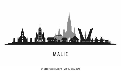 Malie with Samoa Skyline Silhouette, and Vector.