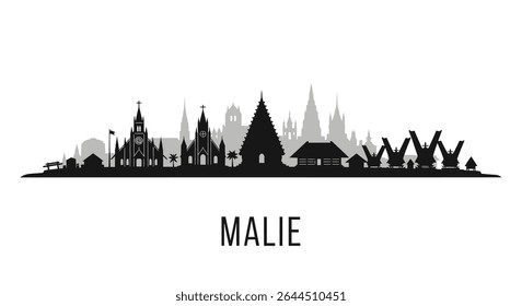 Malie Skyline Silhouette with Landmark, and Vector.