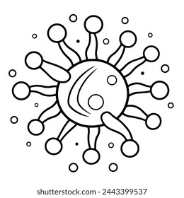 Malignant cell cluster symbol. Precise line art design element.