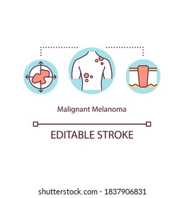 Malignant Melanoma Concept Icon. Malignancy Treatment. Epidermis Diseases Therapy. Skin Cancer Idea Thin Line Illustration. Vector Isolated Outline RGB Color Drawing. Editable Stroke