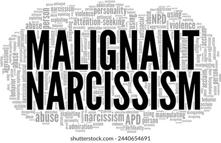 Malignant Narcissism word cloud conceptual design isolated on white background.