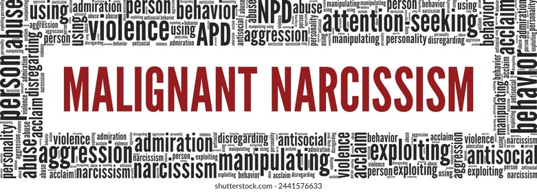 Malignant Narcissism word cloud conceptual design isolated on white background.