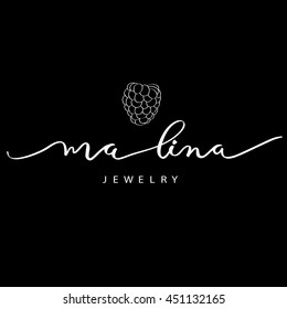 Malina  logo for jewelry store calligraphy vector.