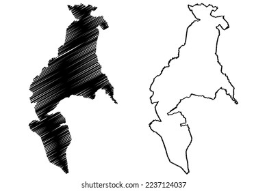 Malinaltepec municipality (Free and Sovereign State of Guerrero, Mexico, United Mexican States) map vector illustration, scribble sketch Malinaltepec map