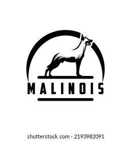 Malinois dog black and white vector logo, ready to print and free small business license.