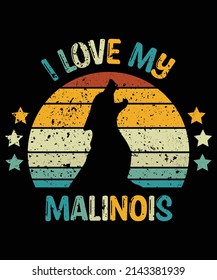 Malinois silhouette vintage and retro t-shirt design