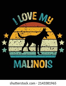 Malinois silhouette vintage and retro t-shirt design svg