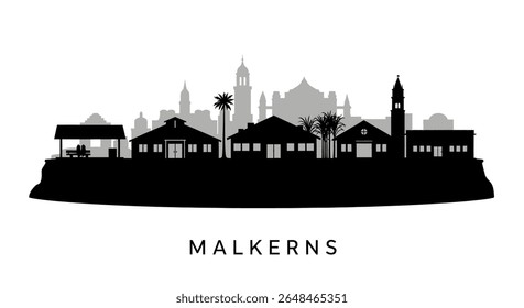 Malkerns with Eswatini Skyline vector Black silhouette.