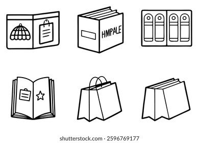Mall book line art illustration for creative design
