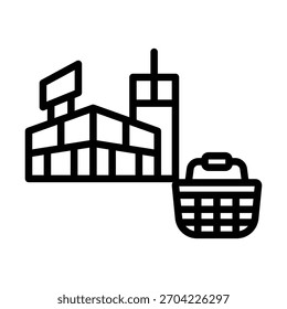 Plantilla de diseño de Vector de ilustración de icono de edificio de centro comercial