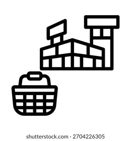Plantilla de diseño de Vector de ilustración de icono de edificio de centro comercial