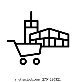 Plantilla de diseño de Vector de ilustración de icono de edificio de centro comercial