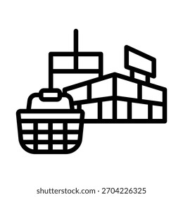 Plantilla de diseño de Vector de ilustración de icono de edificio de centro comercial