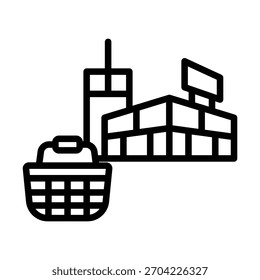 Plantilla de diseño de Vector de ilustración de icono de edificio de centro comercial