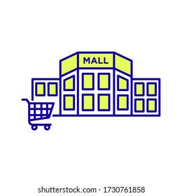 Mall building icon vector on white background