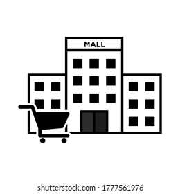 Plantilla vectorial de icono de construcción de centros comerciales