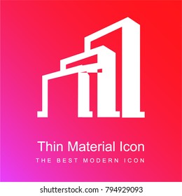 Mall building red and pink gradient material white icon minimal design