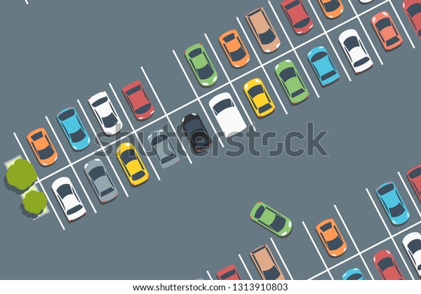 Mall\
car park. Vector parked cars. Simple\
illustration.