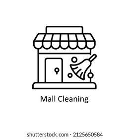 Mall Cleaning vector Outline icon for web isolated on white background EPS 10 file