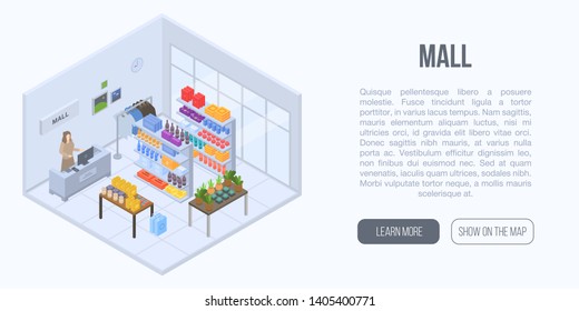 Mall concept background. Isometric illustration of mall vector concept background for web design