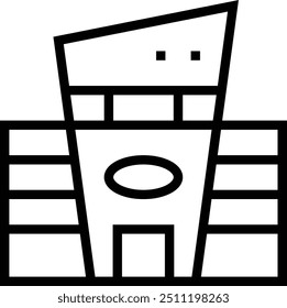 icono de centro comercial. Diseño de estilo lineal delgado aislado sobre fondo blanco