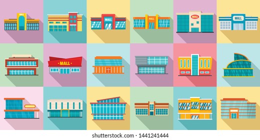 Mall icons set. Flat set of mall vector icons for web design