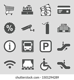 Mall Icons. Sticker Design. Vector Illustration.