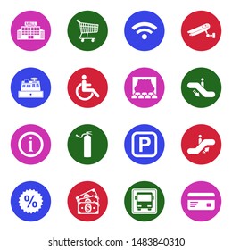 Mall Icons. White Flat Design In Circle. Vector Illustration.