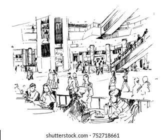 Mall interior drawing