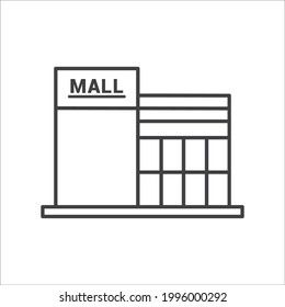 Plantilla vectorial de icono de línea de centro comercial.
