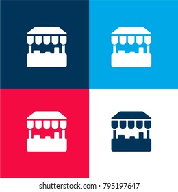 Mall Stand four color material and minimal icon logo set in red and blue