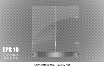 Mall, store glass doors for market and fashion boutique, vector illustration