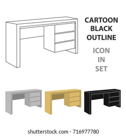 A mall table for writing.Wooden table on legs with drawers.Bedroom furniture single icon in cartoon style vector symbol stock illustration.