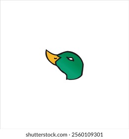 Mallard duck head design in green and yellow colors