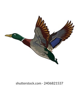 Ilustración de la cacería del pato Mallard Logo imagen vectorial camiseta