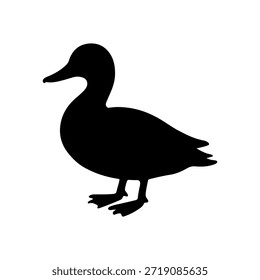 Ilustración vectorial de icono de silueta de pato Mallard sobre fondo blanco