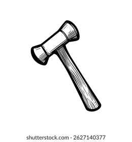 A mallet drawing, rendered in a woodcut style with fine hatching. The design has a clean, transparent background.