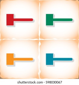 Mallet. Flat sticker with shadow on old paper. Vector illustration