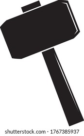 Mallet Hammer Icon Isolated On White Background - Carpentry Tool Silhouette