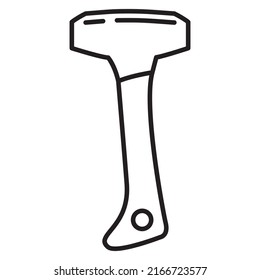Mallet hammer.Tool for work.Rubber mallet.Outline vector illustration. Isolated on white background.